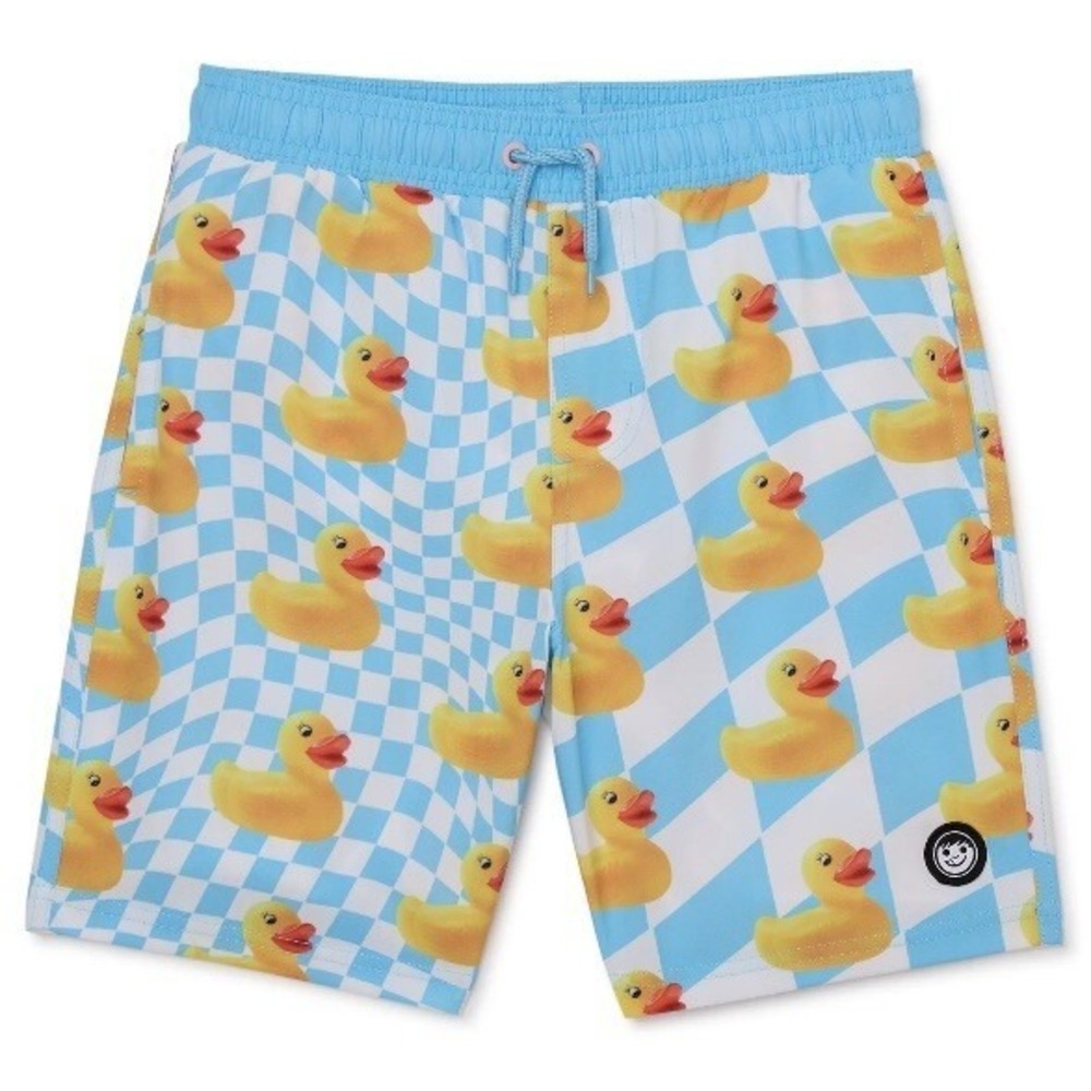 Neff Boys Ducky Tile Graphic Swim Shorts Medium 8  New with Tags Blue White Nice